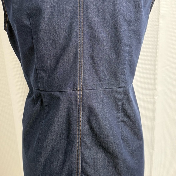 Chico's Sleeveless Concealed Full Front Button Denim Midi Vest Dress Blue Size 1 - Picture 6 of 8